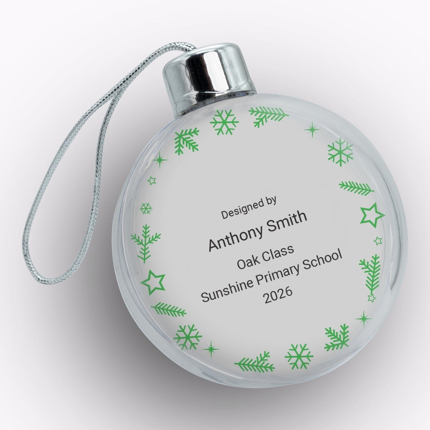 Christmas Bauble | Personalised Clear Acrylic Christmas Tree Bauble - Class Fundraising UK