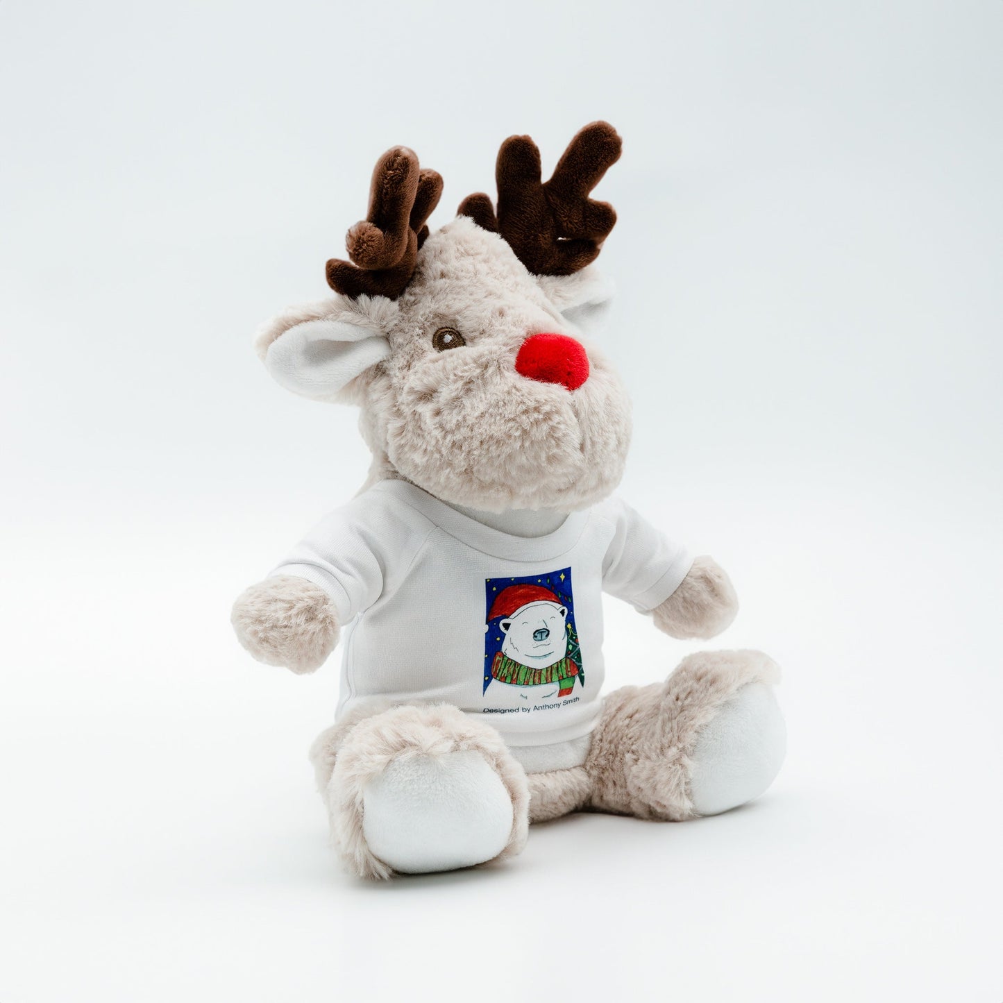 Ronnie the Reindeer - Soft Toy with Removable Printed T - Shirt - Class Fundraising UK