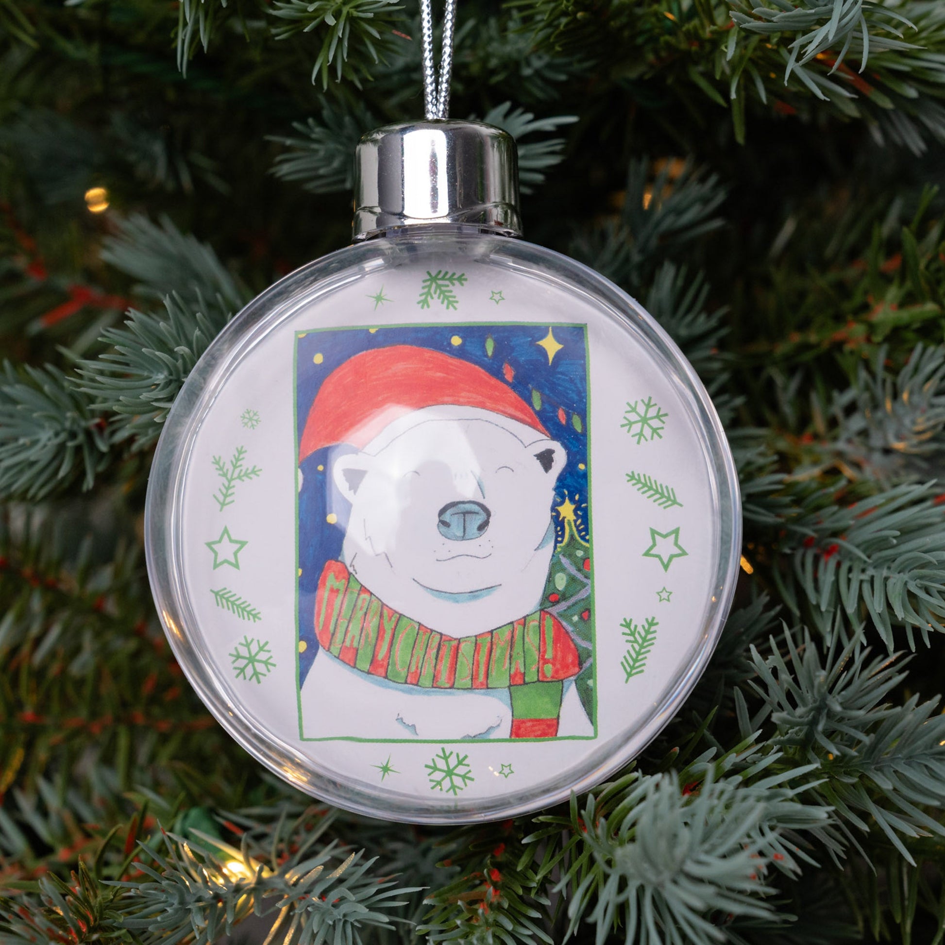 Christmas Bauble | Personalised Clear Acrylic Christmas Tree Bauble - Class Fundraising UK