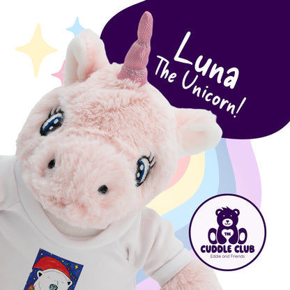 Luna the Unicorn | Soft Toy with Removable T-Shirt - Class Fundraising UK