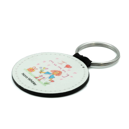 Premium 100% Vegan Round Leather Keyring - Class Fundraising UK