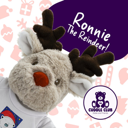 Ronnie the Reindeer | Soft Toy with Removable Printed T-Shirt - Class Fundraising UK