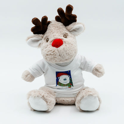 Ronnie the Reindeer - Soft Toy with Removable Printed T - Shirt - Class Fundraising UK