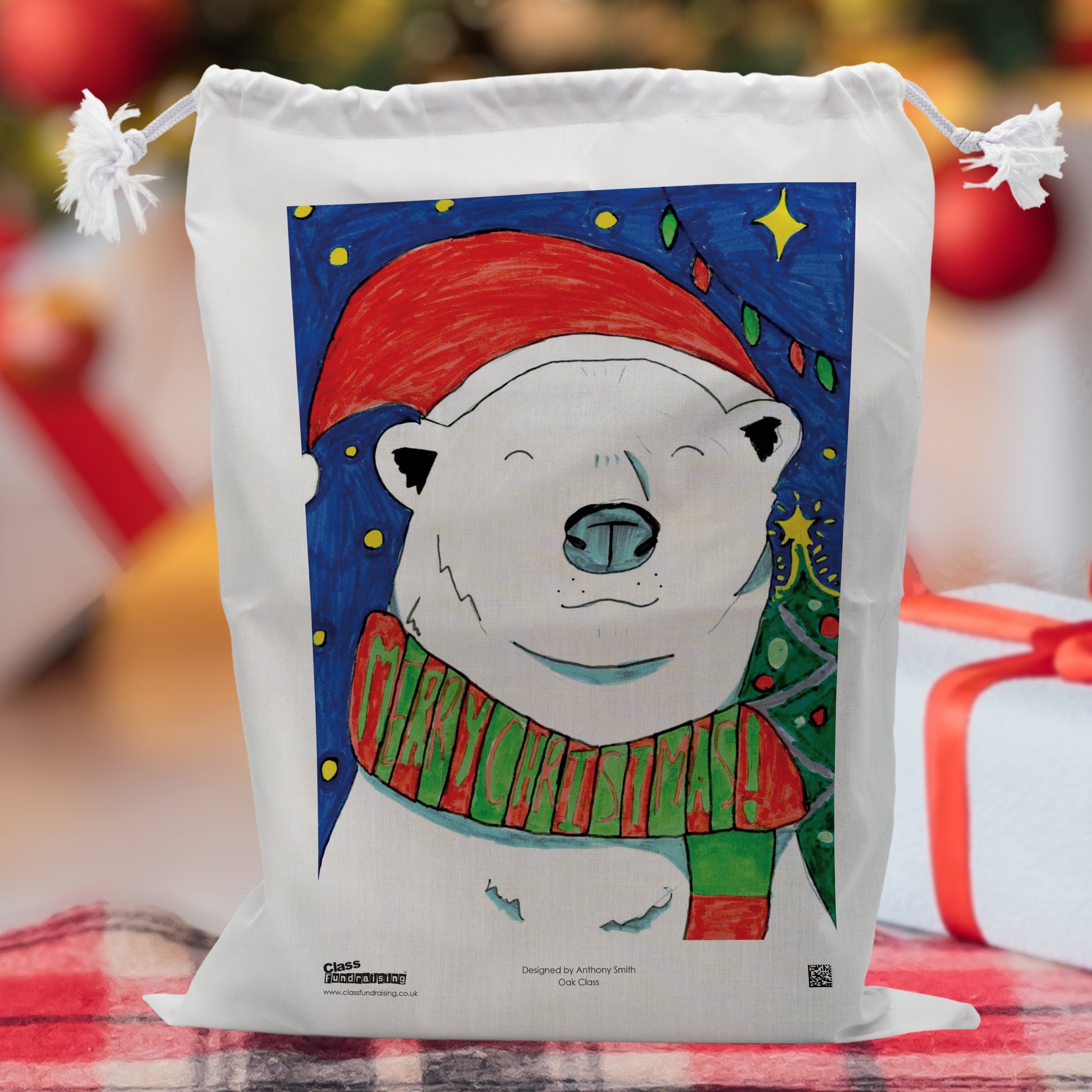Santa Sack | Personalised Drawstring Gift Bag - Class Fundraising UK