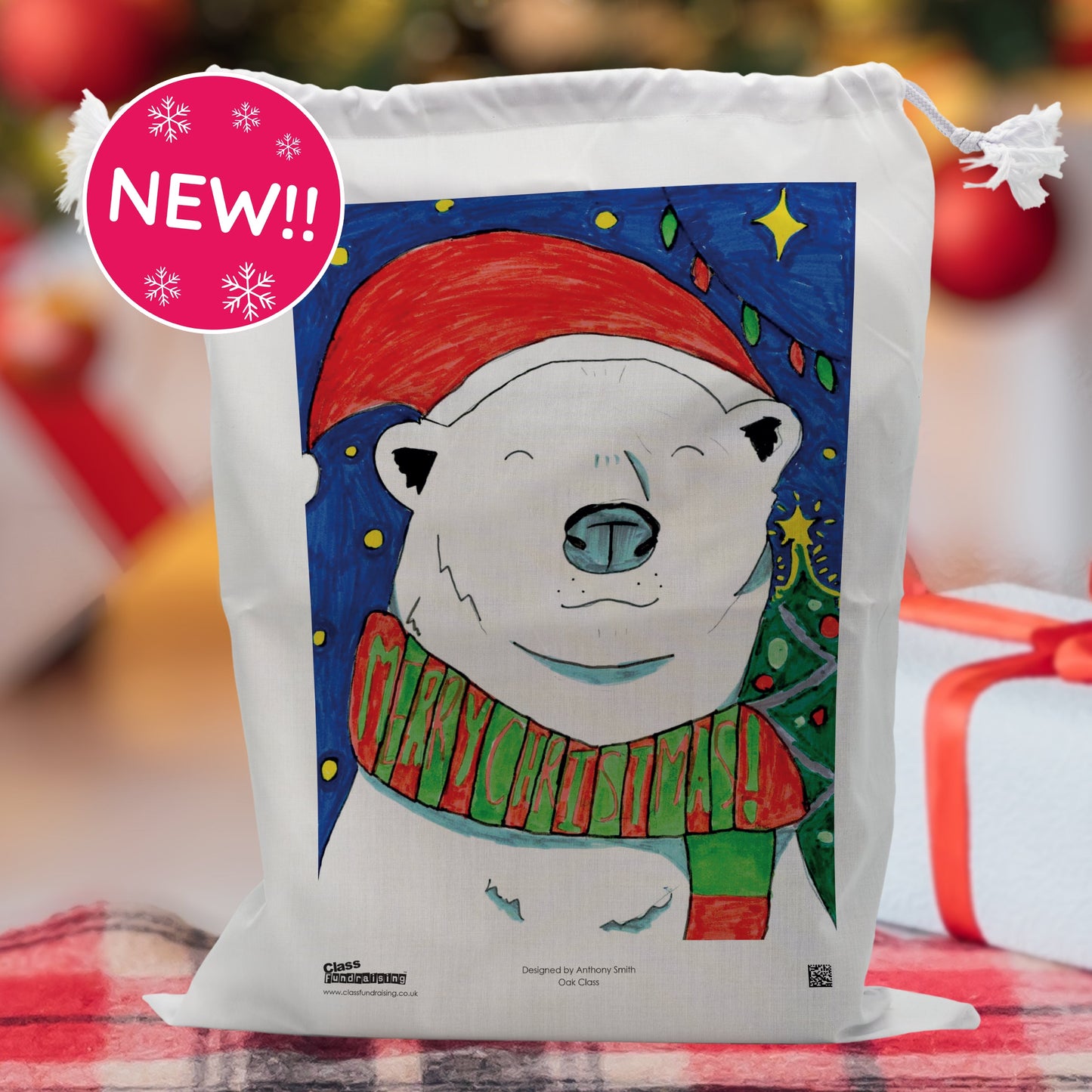 Santa Sack | Personalised Drawstring Gift Bag - Class Fundraising UK