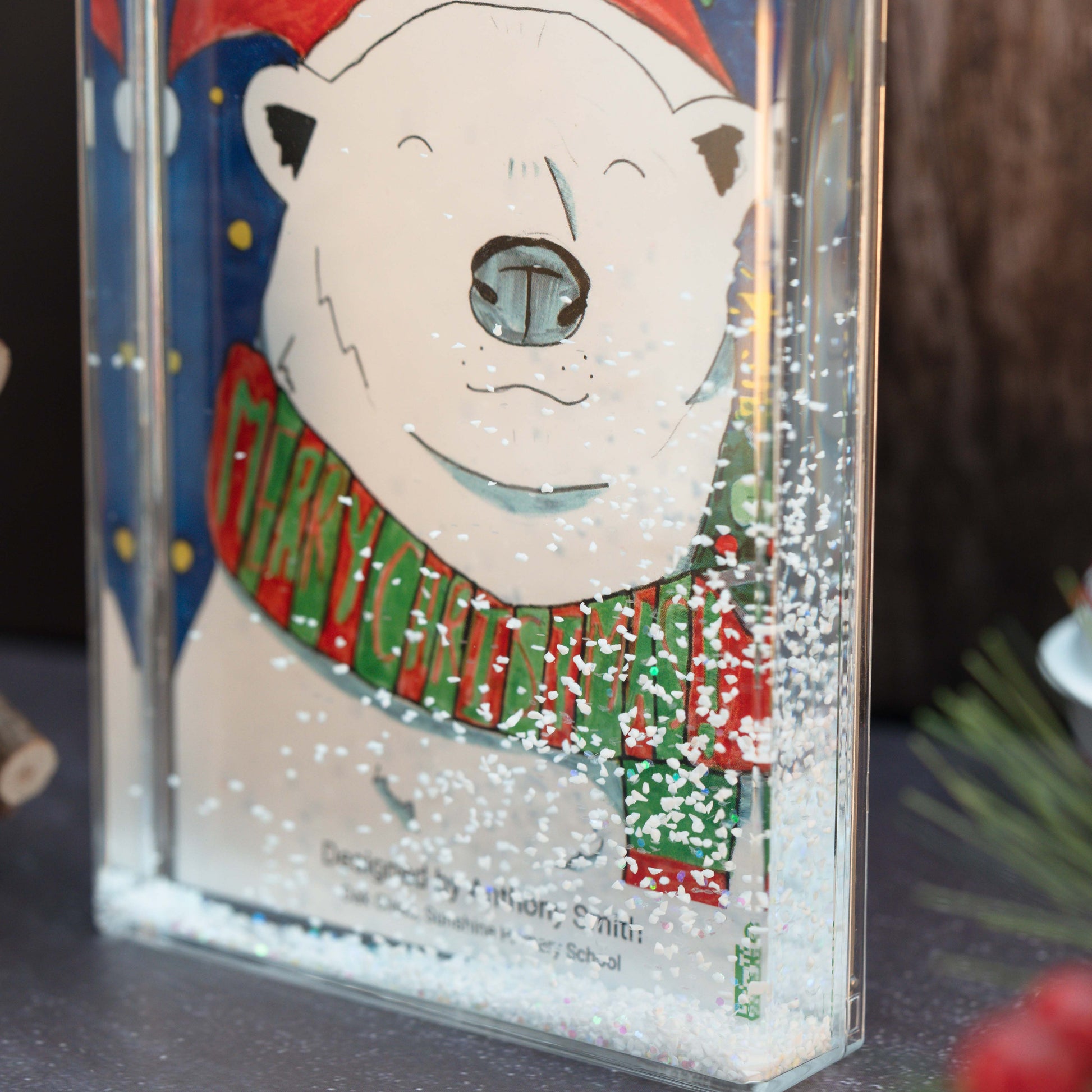 Snow Filled Photo Block | Acrylic Interchangeable Frame Block - Class Fundraising UK