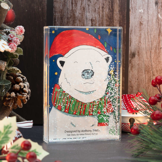 Snow Filled Photo Block | Acrylic Interchangeable Frame Block - Class Fundraising UK